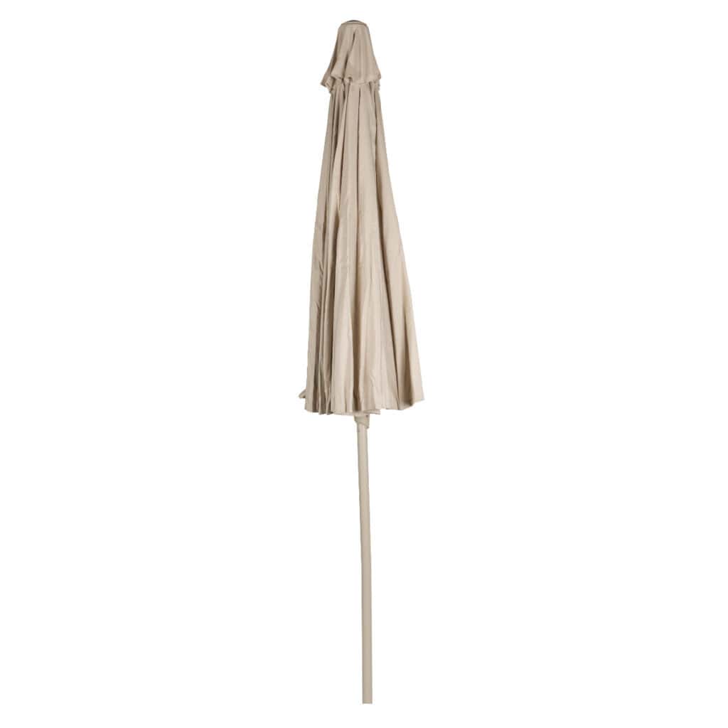 Parasoll 250 cm beige i stängt läge med metallstång