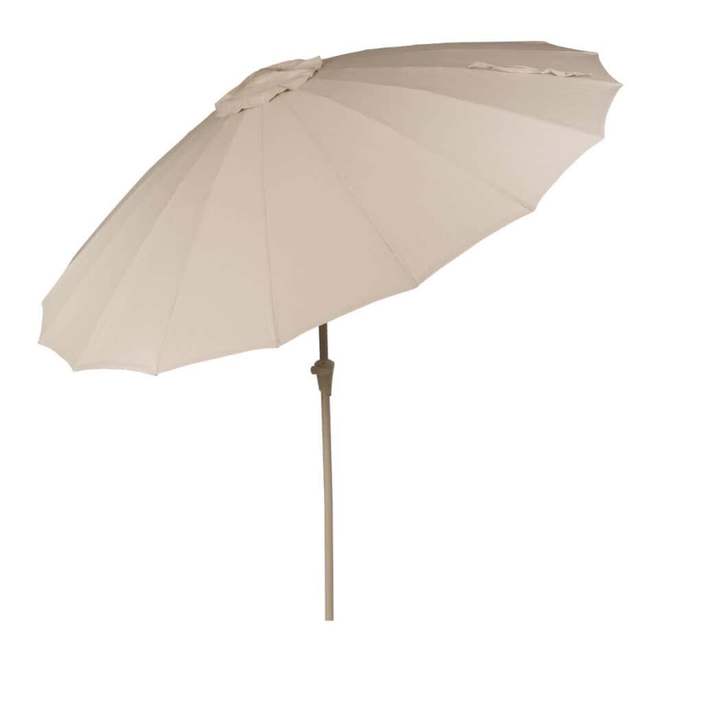 Parasoll 250 cm beige vinklat med metallstång för uteplats och trädgård