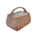 Picknickkorg MOLLY med kylväska i naturfärgad pil och grönrandig isolerad insida