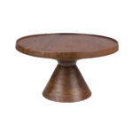 Soffbord 60 cm i valnöt av akaciaträ med rund skiva och konformad fot