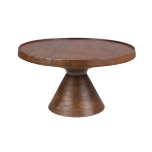 Soffbord 60 cm i valnöt av akaciaträ med rund skiva och konformad fot