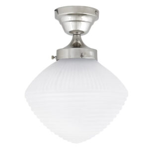 Taklampa Alfred i nickel med frostat glas Ø24 x H37 cm