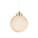 Rund taklampa Marit i opalglas med mässingsfäste och tvinnad sladd