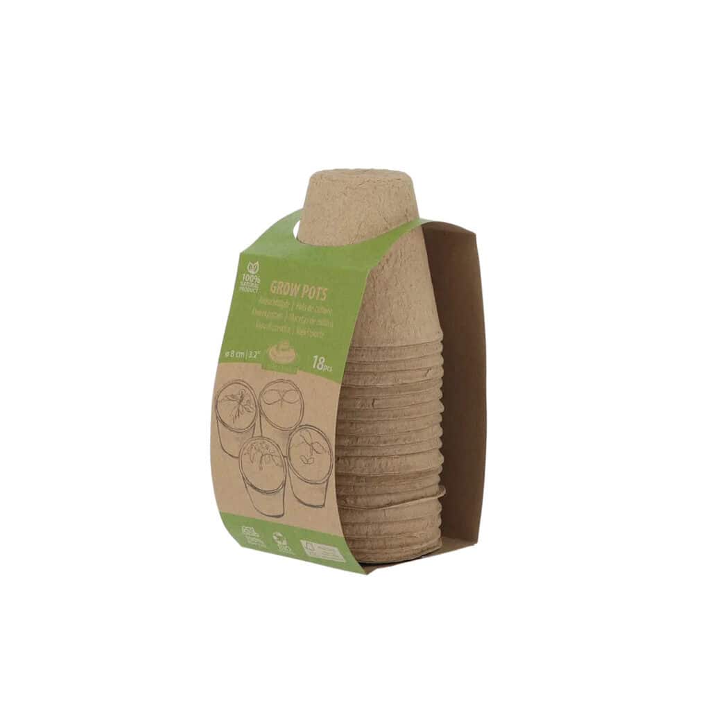 Nedbrytbara odlingskrukor i papper 18-pack 8 cm