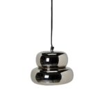 Taklampa PADOVA i krom 22 cm med rund metallskärm och svart textilkabel