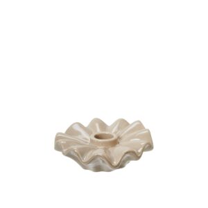 Beige ljusstake EVELINA i dolomit med dekorativ vågig form