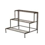 Blomhylla Valeria i rostbrunt järn med tre nivåer för växter