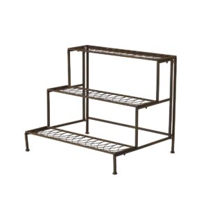 Blomhylla Valeria i rostbrunt järn med tre nivåer för växter