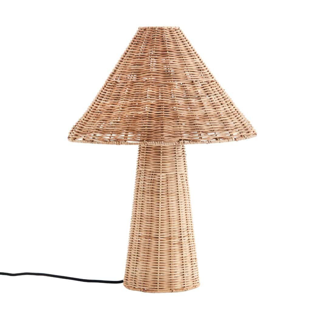 Bordslampa i naturfärgad rotting med handflätad lampskärm, 40x50 cm