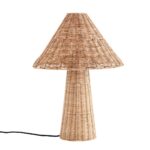 Bordslampa i naturfärgad rotting med handflätad lampskärm, 40x50 cm