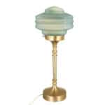 Grön bordslampa i opalglas med fot i mässing – modell Valter