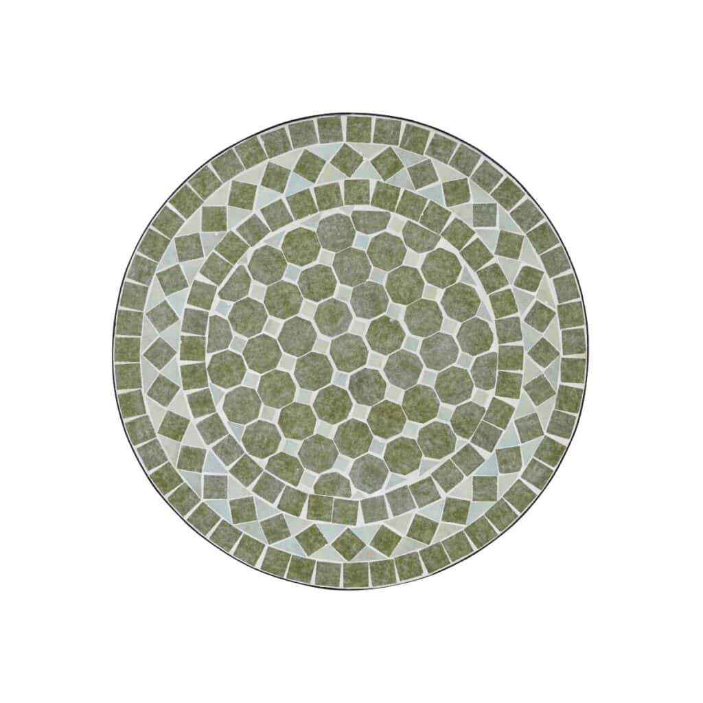 Runt mosaikbord med grön keramikmosaik 100 cm