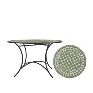 Runt mosaikbord för trädgård med grön keramikmosaik