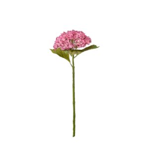 Rosa konstgjord hortensia i polyester med grön stjälk, 60 cm