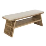 Bänk Djia i teak med offwhite dyna 110 cm