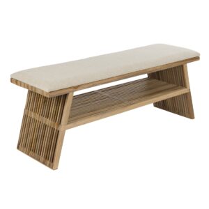 Bänk Djia i teak med offwhite dyna 110 cm
