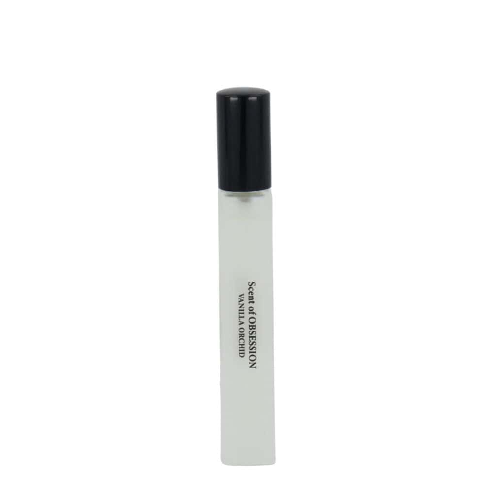 Eau de Parfum Obsession Vanilla Orchid 10 ml i smal glasflaska med svart kork