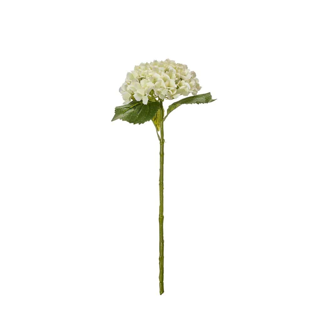 Vit konstgjord hortensia med fyllig blomma och lång grön stjälk, 60 cm