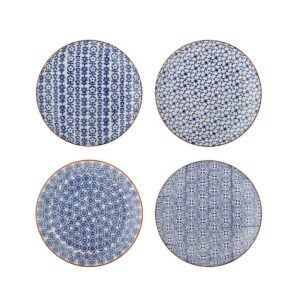 Assietter KARINE i stengods blåmönstrade 4-pack 20 cm