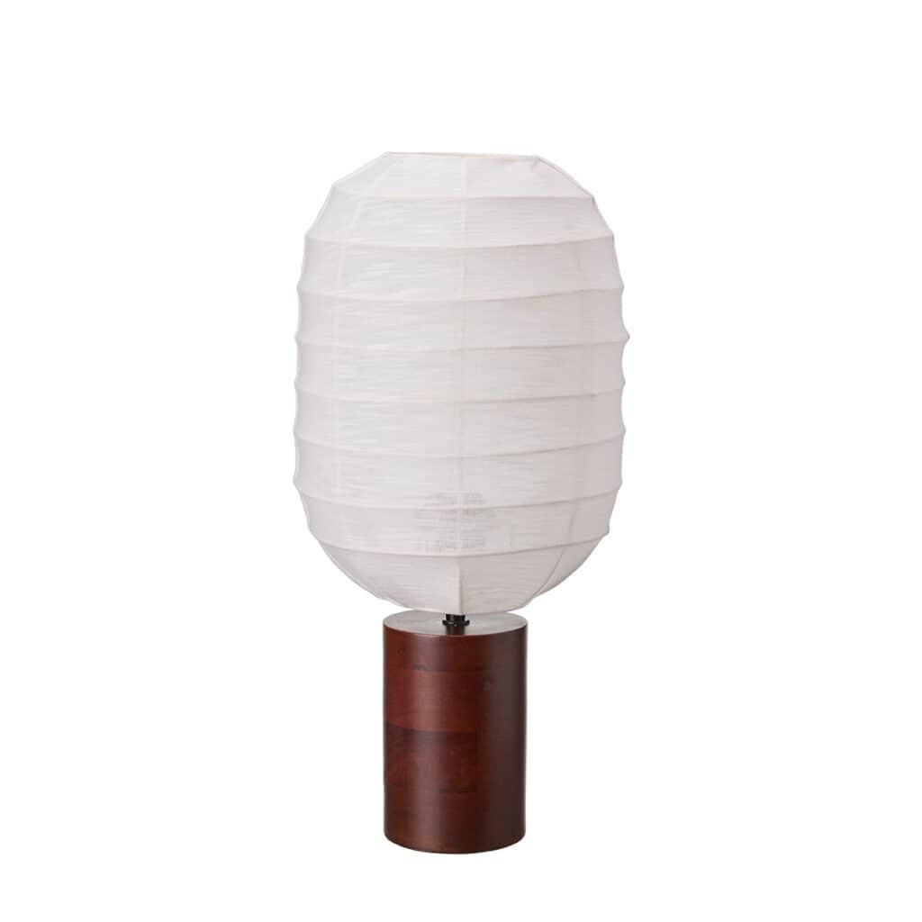 Bordslampa MODENA med offwhite textilskärm och brun fot i mangoträ, 45 cm