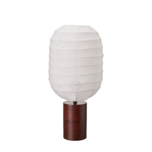 Bordslampa MODENA med offwhite textilskärm och brun fot i mangoträ, 45 cm