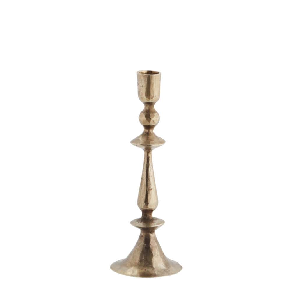 Ljusstake i järn med antik mässingsfinish, 22 cm
