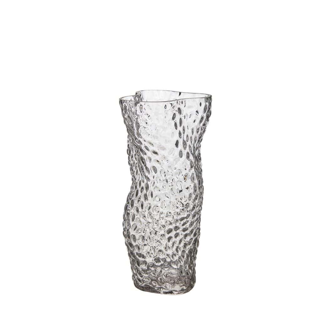 Vas ESME i klart strukturerat glas med böljande form, 23 cm hög