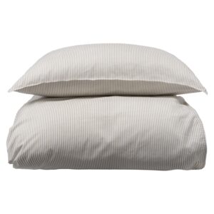 Randigt påslakanset CILLE i bomull beige 150x210 cm