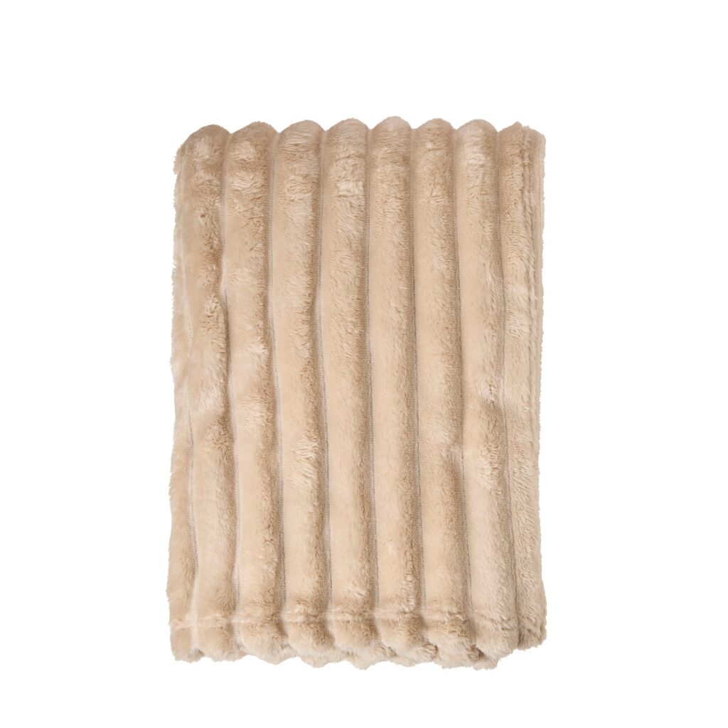 Isla beige pläd i 100% polyester med räfflad struktur, 125x150 cm