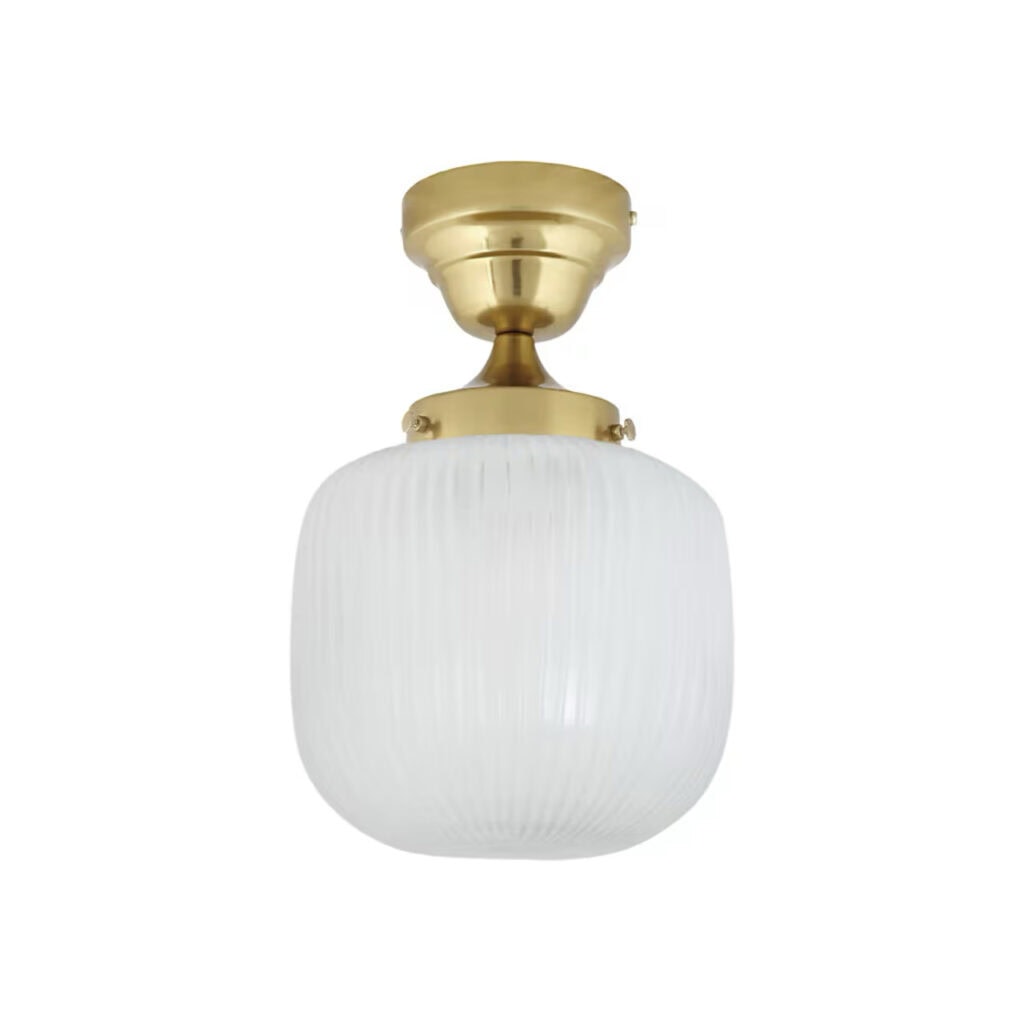 Taklampa Eli i mässing med frostat räfflat glas Ø22 x H31 cm