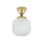 Taklampa Eli i mässing med frostat räfflat glas Ø22 x H31 cm