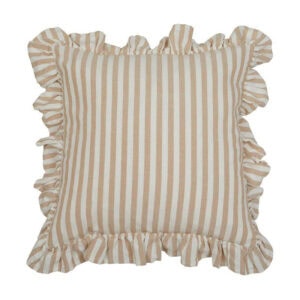 Kuddfodral SVEA randigt med volang beige 45x45 cm