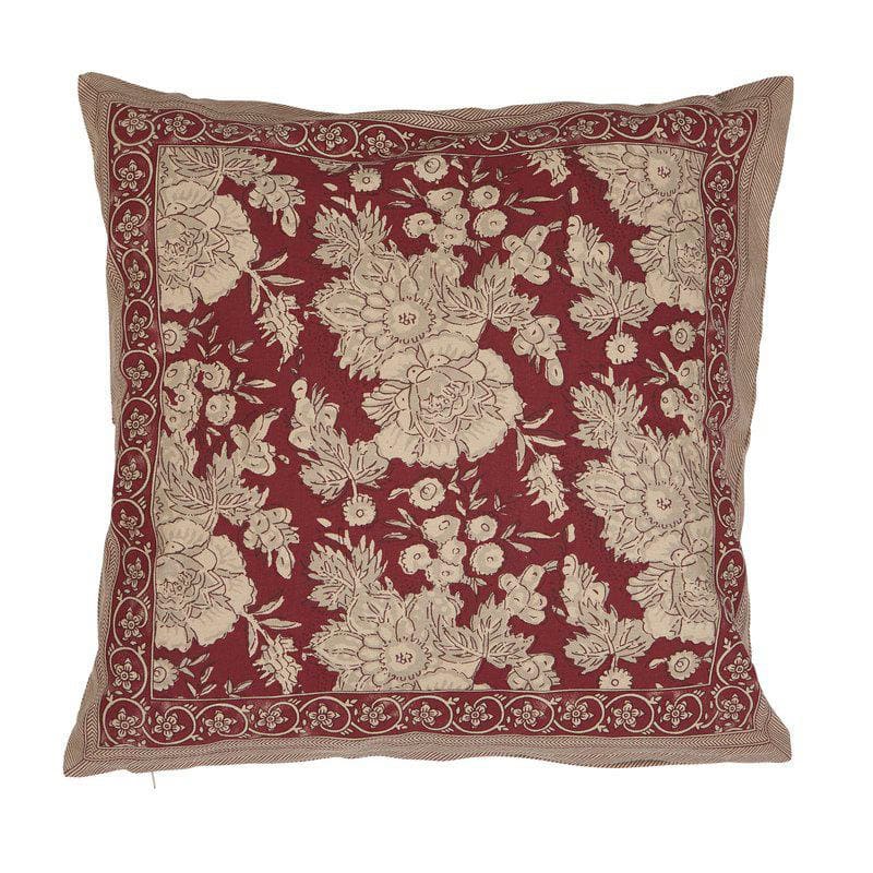 Kuddfodral Sonia i rött och beige, bomull 48x48 cm